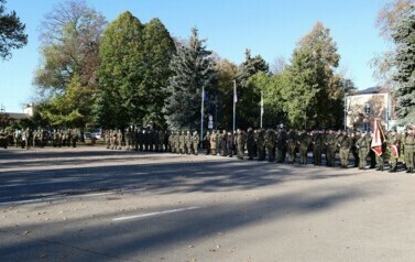 1. Uroczystość obchod&oacute;w 100. rocznicy przybycia 9. PSK do Grajewa