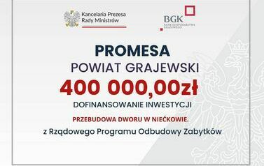 Grafika Czek na dofinansowanie zadania przebudowy Dworu w Niećkowie