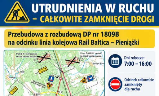 Utrudnienia w ruchu na odcinku linia kolejowa Rail Baltica - Pieniążki